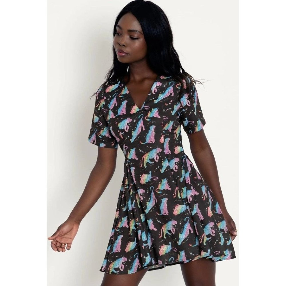 NEW BlackMilk Rainbow Tiger V Mini Dress 18 Black
